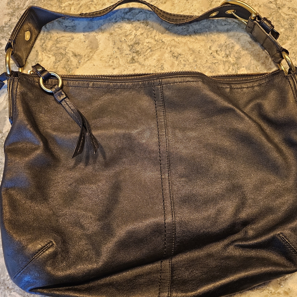 Black Leather Coach Shoulder Bag